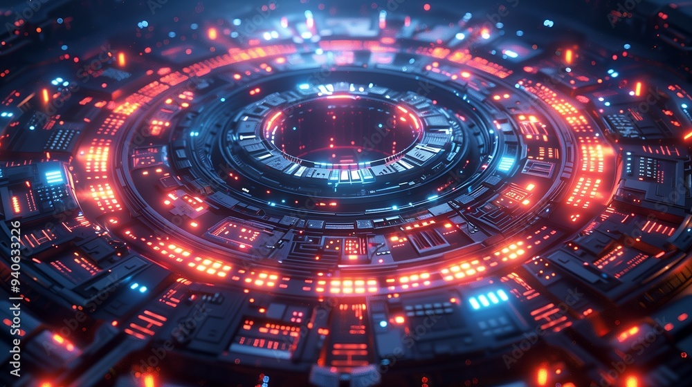 A futuristic, abstract design featuring glowing circuits and patterns in vibrant colors. A futuristic, abstract design featuring glowing circuits and patterns in vibrant colors.