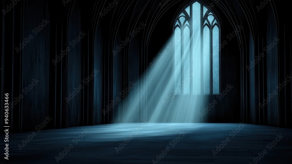 Phantom choir, gothic cathedral, eerie music, 3D illustration Phantom choir, gothic cathedral, eerie music, 3D illustration