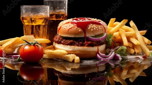 hamburger and french fries