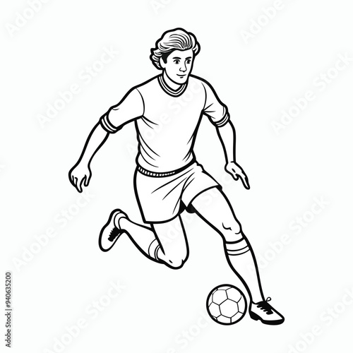 vector line-art for clip art football player