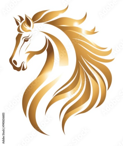 Wallpaper Mural Elegant Golden Horse Illustration: A Modern Artistic Representation of Majestic Wildlife Torontodigital.ca