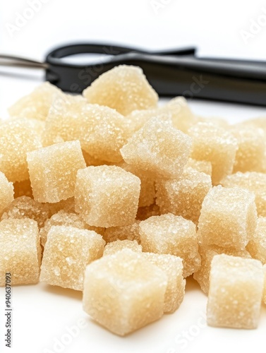 Close-up of White Crystalline Sugar Cubes photo