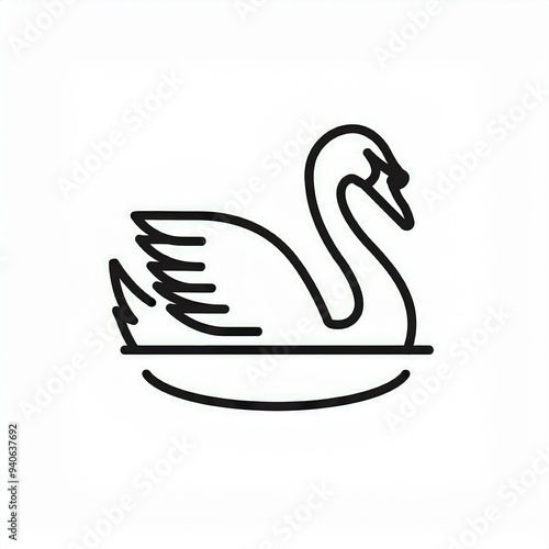 swan black icon isolated on white