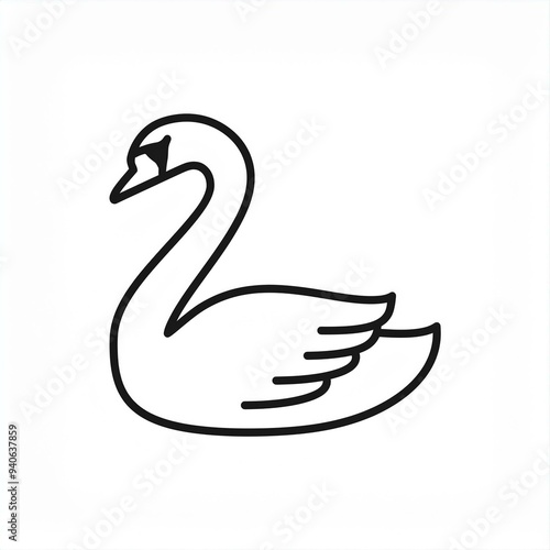 swan black icon isolated on white