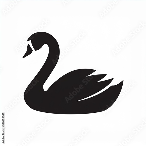 swan black icon isolated on white