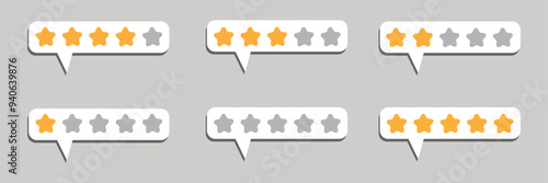 5 Star rating from five to one vector icon, 5 star rating vector image. vector illustration.