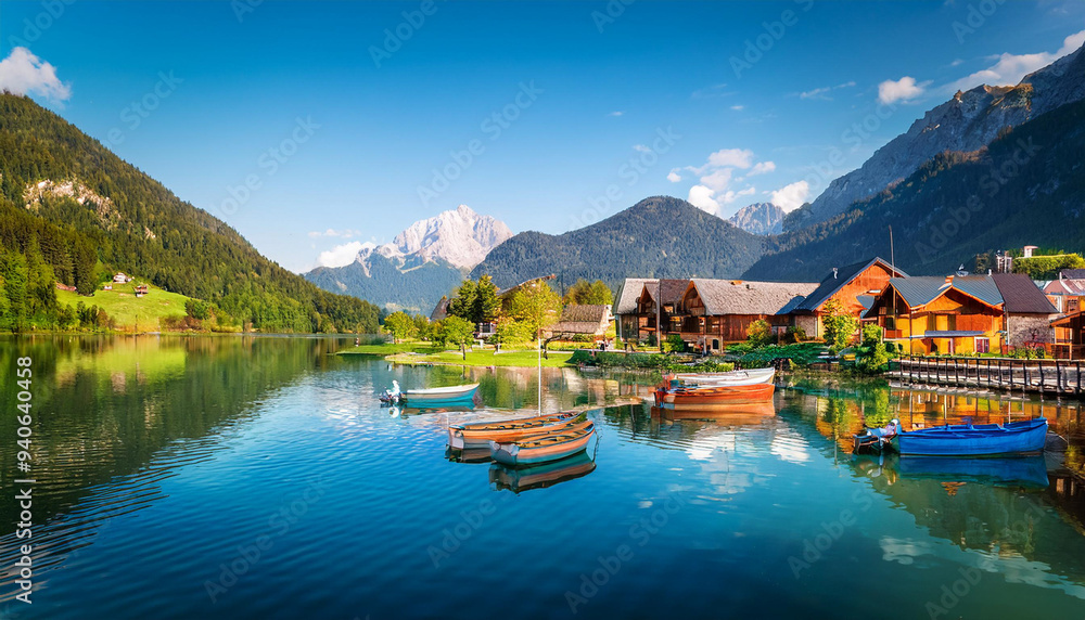 Fototapeta premium 湖畔の村の風景 04