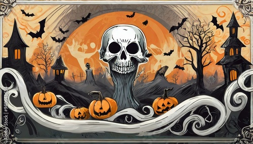 halloween illustration with skuls photo