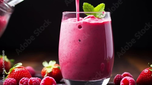 strawberry milkshake with mint