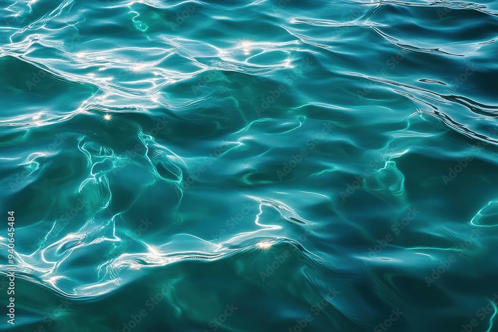 Blue green surface of the ocean in Catalina Island California with gentle ripples on the surface and light refracting , ai Blue green surface of the ocean in Catalina Island California with gentle ripples on the surface and light refracting , ai