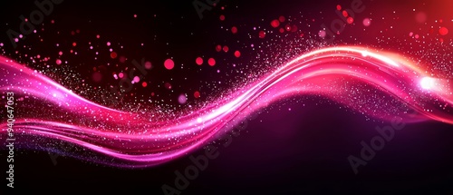 A red-pink light wave against a black backdrop, featuring a central red light