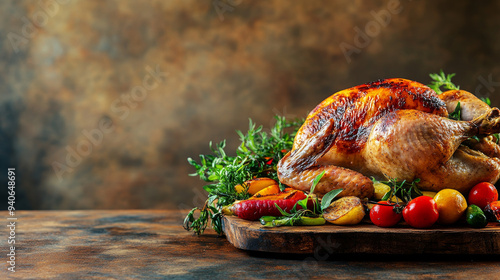 Wallpaper Mural A whole baked chicken with a golden, crispy skin, nestled in a pan surrounded by perfectly roasted potatoes. The chicken is cooked to perfection, with a deliciously browned exterior that contrasts bea Torontodigital.ca