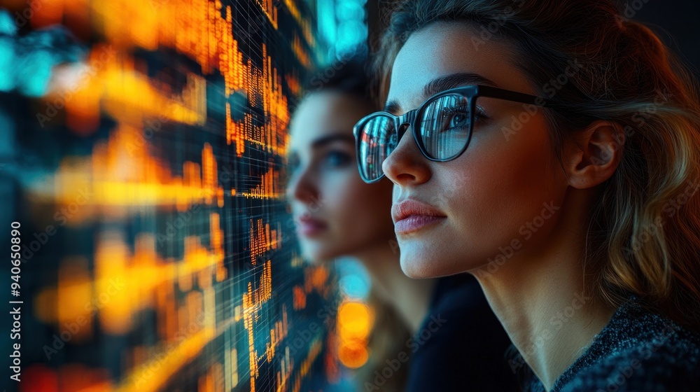 Women Looking at Data Screen