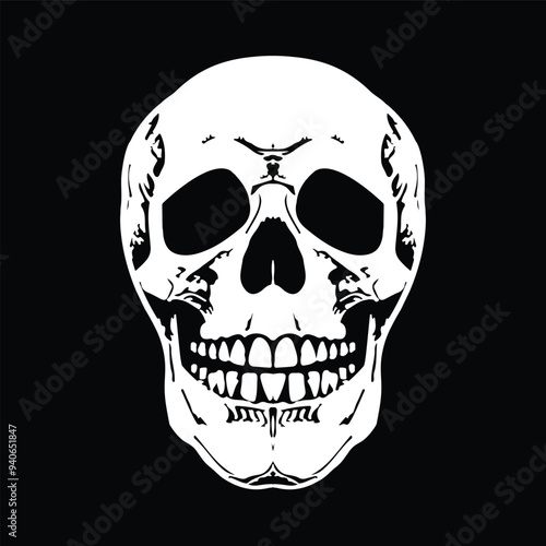 skull silhouette white vector illustration