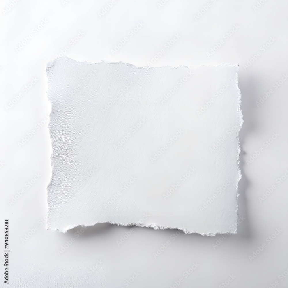Piece of White Textured Paper on White Background Piece of White Textured Paper on White Background