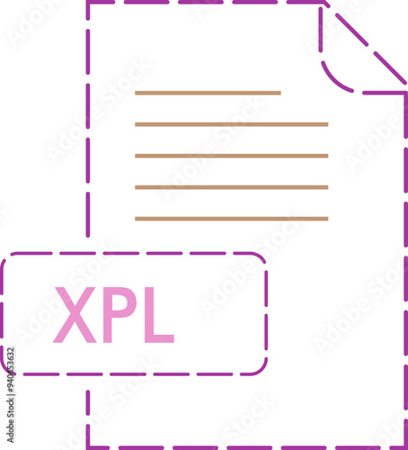 XPL File format icon rounded dashed outline