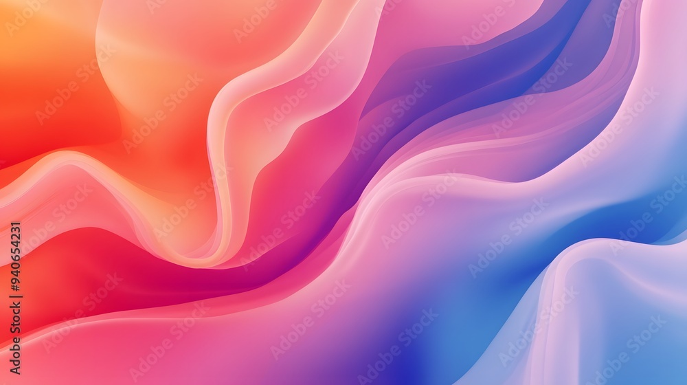 Fototapeta premium A colorful gradient pattern featuring a blend of warm and cool tones, creating a fluid and harmonious visual effect