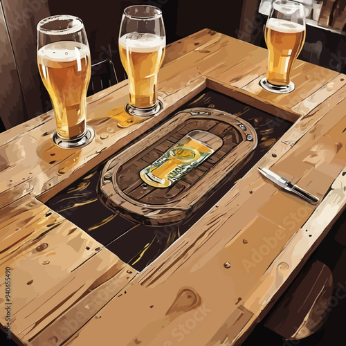 Beer In table Illustration Design Very Cool	
