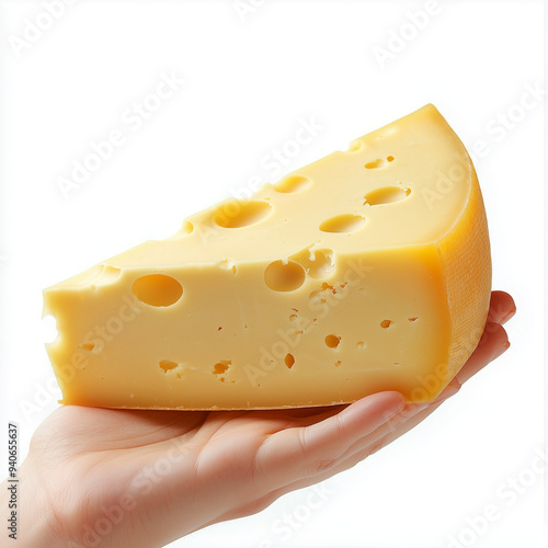 A cheese with hand, isolate...