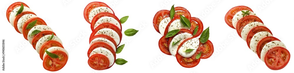Fresh Caprese salad with tomato, mozzarella, and basil, showcasing vibrant colors and healthy ingredients, ideal for culinary presentations. Fresh Caprese salad with tomato, mozzarella, and basil, showcasing vibrant colors and healthy ingredients, ideal for culinary presentations.