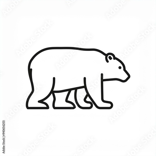 polar bear black icon isolated on white