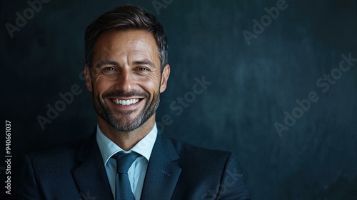 A Friendly Face: A Portrait of Joy and Warmth in a Suit - happy