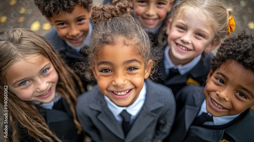 Five Diverse Children in Suits Smile for the Camera - happy