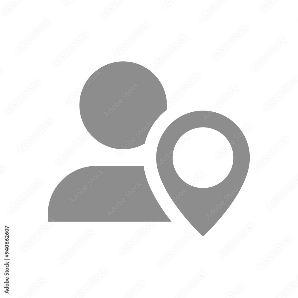 Address and contact vector icon. Man and location pin symbol. Address and contact vector icon. Man and location pin symbol.