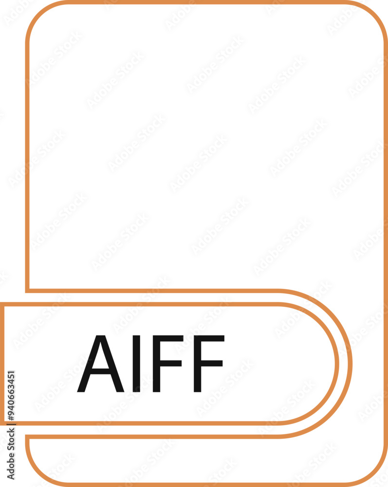 AIFF File format icon black outline and light color AIFF File format icon black outline and light color
