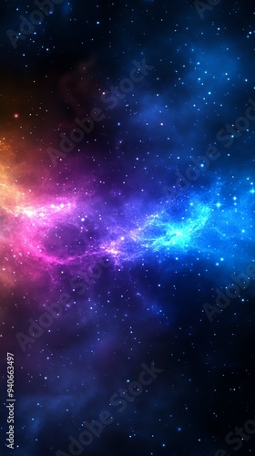 Abstract cosmic nebula with vibrant colors and swirling patterns.