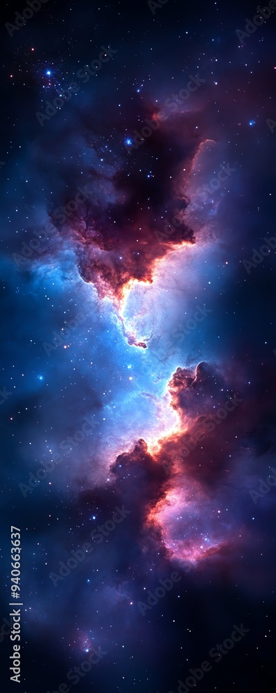 Abstract cosmic nebula with bright blue and white light in dark space. Abstract cosmic nebula with bright blue and white light in dark space.