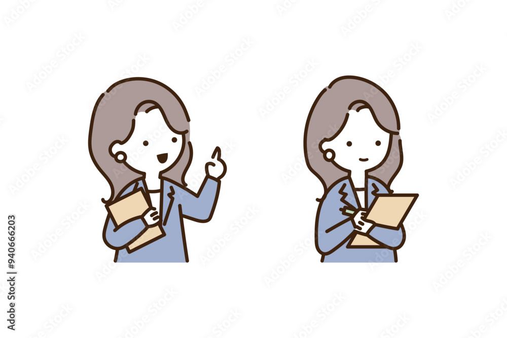 ファイルを持った営業職の女性