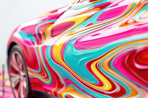 Vibrant Flowing Car Paint, an abstract display of swirling colors and dynamic patterns, showcasing the fluidity and movement of paint in a mesmerizing visual experience