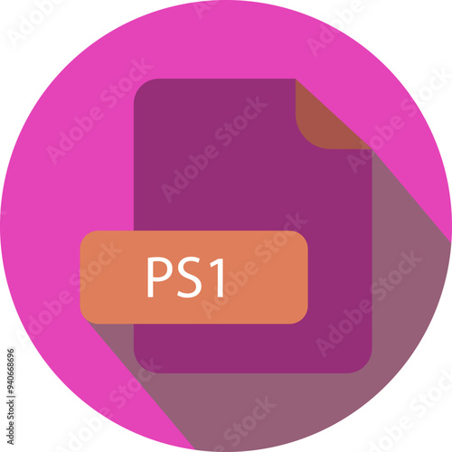 PS1 File extension icon with black shadow circular icon