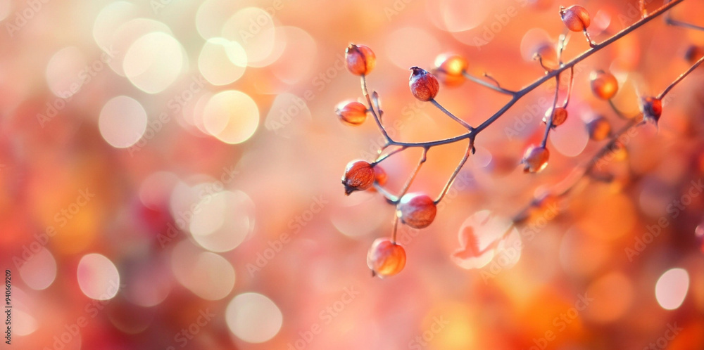 Blurred soft focus berries orange and rose colour 