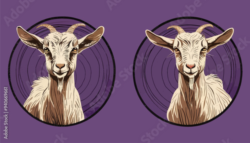 Goat Profile with Horns and Eyes