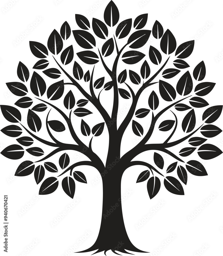 Modern tree silhouette vector illustraton, Celtic tree line black art. Modern tree silhouette vector illustraton, Celtic tree line black art.