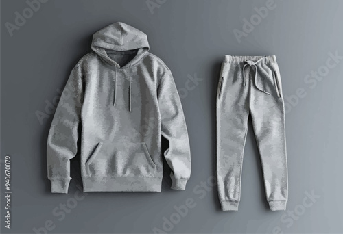 Grey Hoodie and Pants Set for Men
