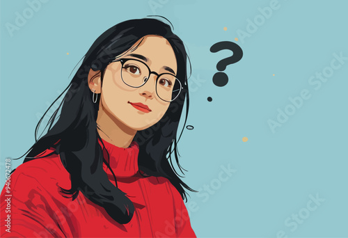 Inquisitive Woman with Question Mark