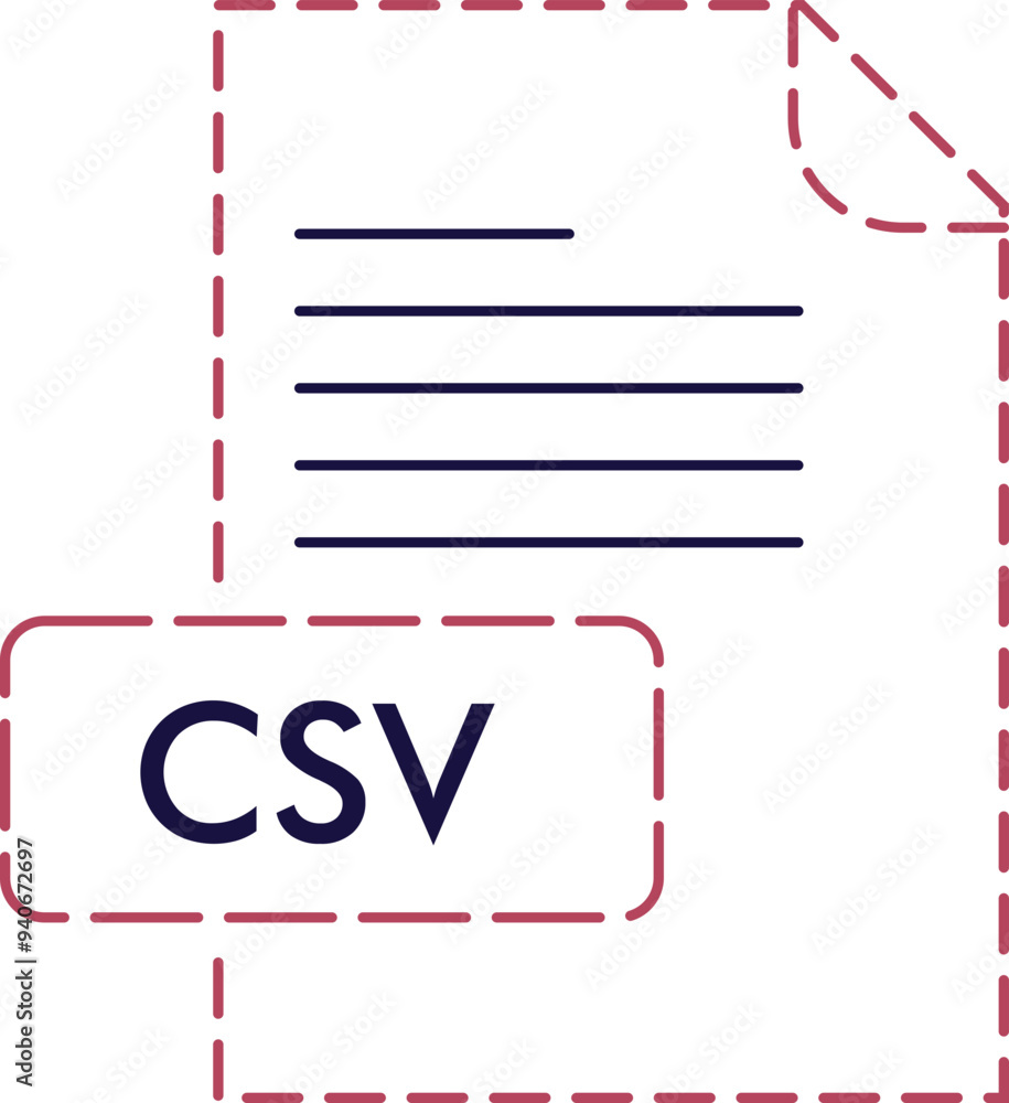 CSV File format icon rounded outline CSV File format icon rounded outline