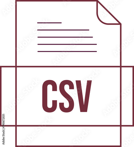 CSV File icon crisp thick outline sharp corners