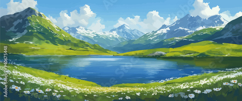 Peaceful Mountain Lake Scenery
