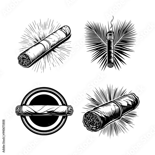 black and white vector illustration of icons around world cancer day