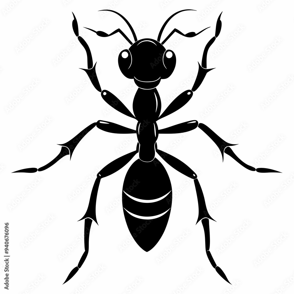a ant silhouette black and white generative AI. a ant silhouette black and white generative AI.