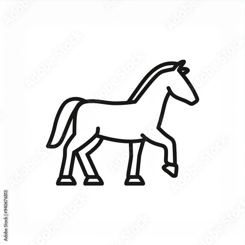 horse black icon isolated on white