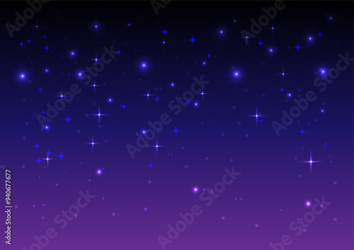 The night starry sky is full of shiny stars on a dark blue background. Astronaut landscape.