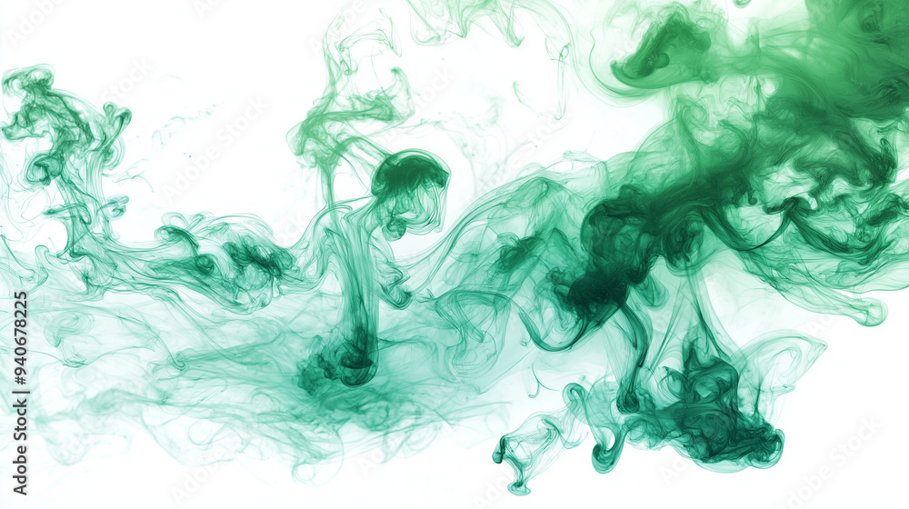 Fototapeta premium abstract vibrant green ink storm artwork, on white background