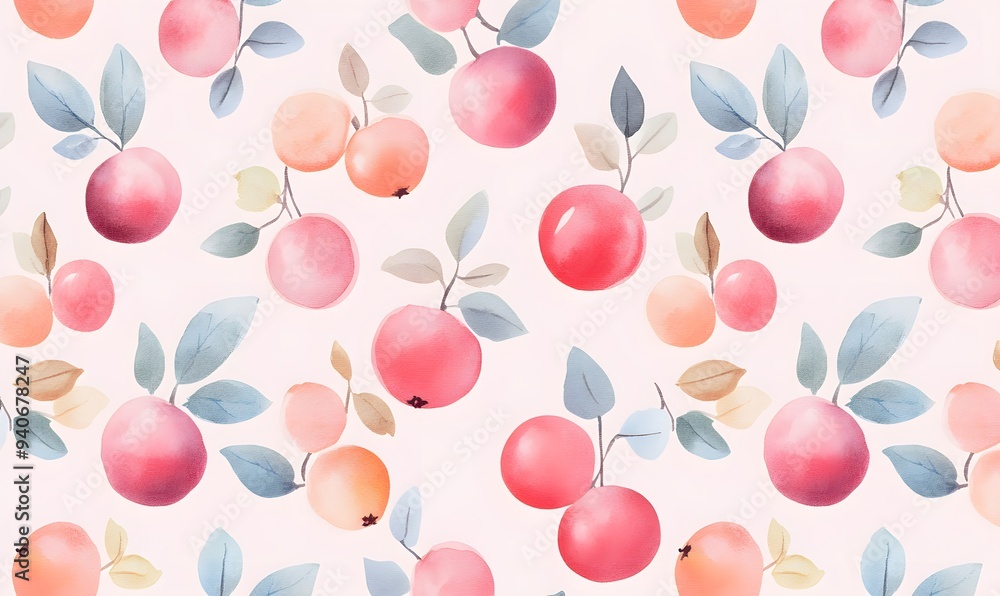 cranberry illustration pattern , Generative AI cranberry illustration pattern , Generative AI