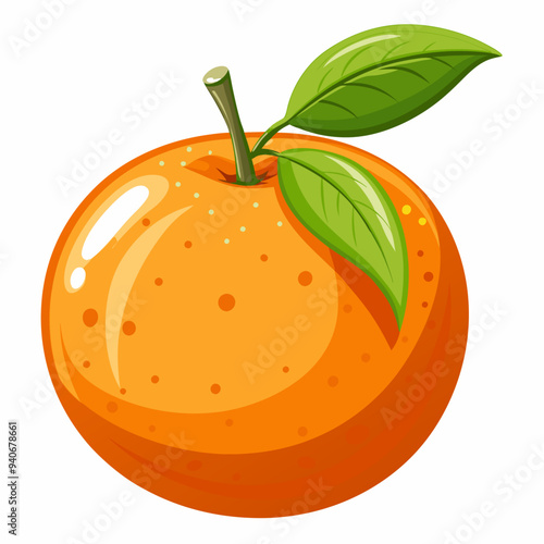 A Single Orange with Green Leaves