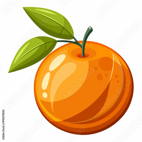 A Single Orange with Green Leaves